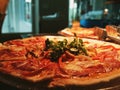 Pizza with vegetables for braekfast Royalty Free Stock Photo