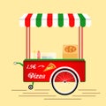 Pizza vintage cart, web background