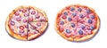 Pizza, watercolor clipart illustration with isolated background