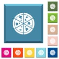 Pizza white icons on edged square buttons