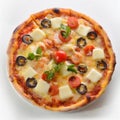Pizza White Serenity: A serene visual of pizza isolated on a clean, white canvas. Royalty Free Stock Photo