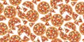 Pizza whole and slices seamless pattern