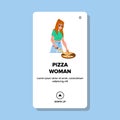 pizza woman vector