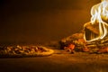 Pizza in the Wood fire oven Royalty Free Stock Photo