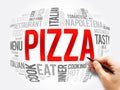 PIZZA word cloud collage, food concept