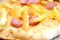 Pizza wurstel and potatoes Royalty Free Stock Photo