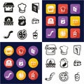 Pizzeria All in One Icons Black & White Color Flat Design Freehand Set Royalty Free Stock Photo