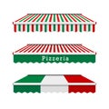 Pizzeria awnings. Italian food vector design elements in the colors of the italian flag Royalty Free Stock Photo