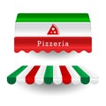 Pizzeria awnings. Italian food vector design elements in the colors of the italian flag Royalty Free Stock Photo