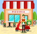 Pizzeria, Bakery Delivery Service Illustration