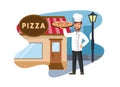 Pizzeria Cartoon, Isolated on White Background