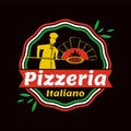 Pizzeria Italiano Promotional Emblem with Cook