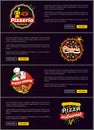 Pizzeria Italiano Web Set Vector Illustration