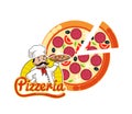 Pizzeria Logo Pizza Italian Dish Slice and Chef