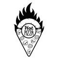 Pizzeria map pointer. Slice of pizza. Italian cuisine. Food Delivery. Vector illustration