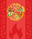 Pizzeria, Restaurant Poster Color Vector Template