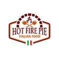 Pizzeria Vector Emblem on blackboard. Pizza logo template. Vector emblem for cafe restaurant or food delivery service.