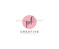 initial PK Feminine logo beauty monogram and elegant logo design, handwriting logo of initial signature, wedding, fashion, floral