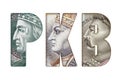 PKB Text Made of Polish Banknotes on White