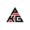 PKG triangle letter logo design with triangle shape. PKG triangle logo design monogram. PKG triangle vector logo template with red Royalty Free Stock Photo