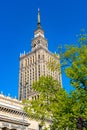 PKiN Palac Kultury Culture and Science Palace in Srodmiescie downtown business district of Warsaw in Poland