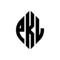 PKL circle letter logo design with circle and ellipse shape. PKL ellipse letters with typographic style. The three initials form a