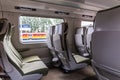 PKP Express InterCity train, railway wagon without compartments inside view, Poland. Royalty Free Stock Photo