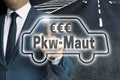 PKW-Maut in german toll car touchscreen man operated concept