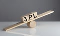 3PL - 3rd Party Logistics on wooden cubes on a wooden balance , business concept