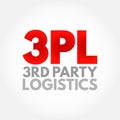 3PL Third-party logistics - organization\'s use of third-party businesses to outsource elements of its distribution