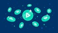 PLA coins falling from the sky. PLA cryptocurrency concept banner background