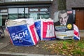 Placard of the CDU. Hamburg state elections, garbage bags with Hamburg coat of arms and the inscription