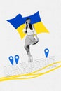 Placard collage support ukraine independence national emblem ukraine flag ensign politics patriotism geotags isolated on