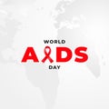 Placard for HIV alertness campaign. World AIDS Day poster design. Red awareness ribbon and worldmap on the background