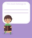 Place for Book Owner Name and Boy Illustration