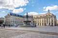 Place of Bourse with fountain Three Graces in Bordeaux Royalty Free Stock Photo