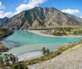 Place of the confluence of the rivers Katun and Chuya in Altai m Royalty Free Stock Photo