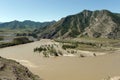 Place of the confluence of the rivers Katun and Chuya in Altai mountains. Siberia, Russia Royalty Free Stock Photo