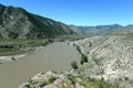 Place of the confluence of the rivers Katun and Chuya in Altai mountains. Siberia, Russia Royalty Free Stock Photo