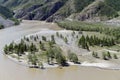 Place of the confluence of the rivers Katun and Chuya in Altai mountains. Siberia, Russia Royalty Free Stock Photo