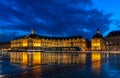 Place de la Bourse at night in Bordeaux, France. Royalty Free Stock Photo