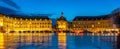 Place de la Bourse at night in Bordeaux, France. Royalty Free Stock Photo