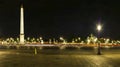 Place de la Concorde and Obelisk of Luxor at Night panorama, Paris, France