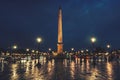 Place de la Concorde in Paris, France at night Royalty Free Stock Photo