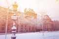 Place de la Republique in Paris during rare snow