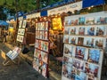 Place du Tertre, artists` displays, on Montmartre, Paris, France