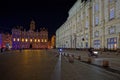 Place des Terreaux, city hall and Beaux-arts Museum by night Royalty Free Stock Photo