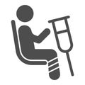 Place for disabled people solid icon, Public transport concept, Priority seating sign on white background, person in