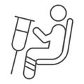 Place for disabled people thin line icon, Public transport concept, Priority seating sign on white background, person in Royalty Free Stock Photo