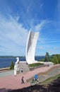Place of interest of the city of Samara. A sculpture `Castle` on Volga River Embankment. Samara
